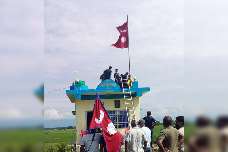 Nepal’s national flag hoisted at Nepal-India border in Bhadrapur