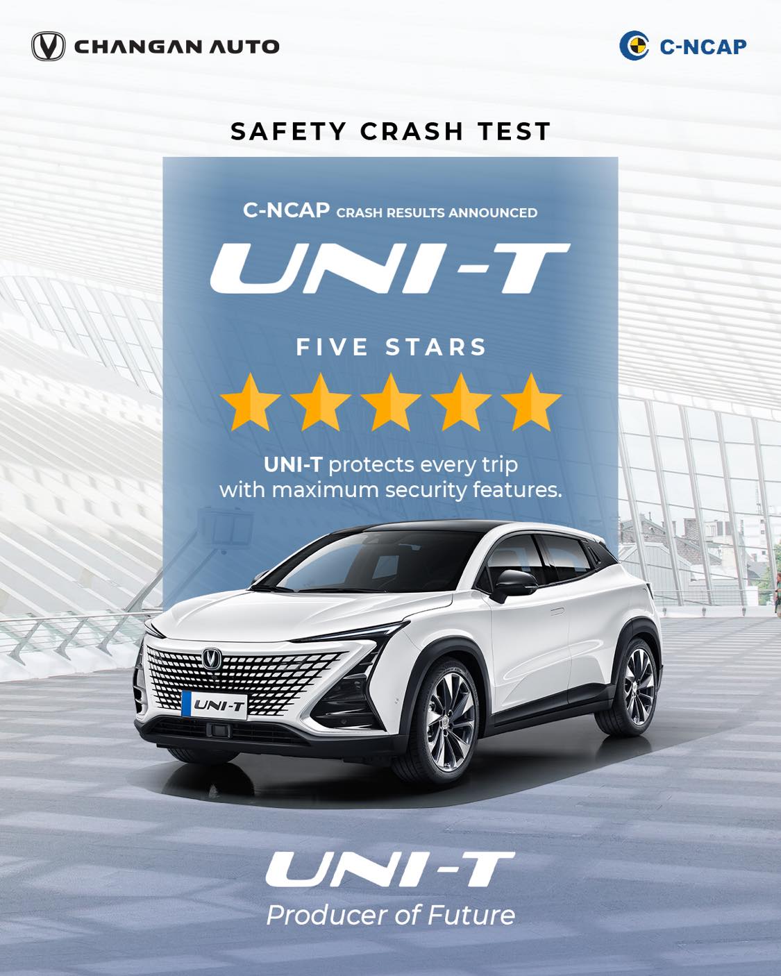 Changan UNI-T receives 5 star safety rating in CNCAP