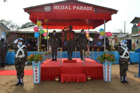 Nepali peacekeepers conduct medal parade in Congo