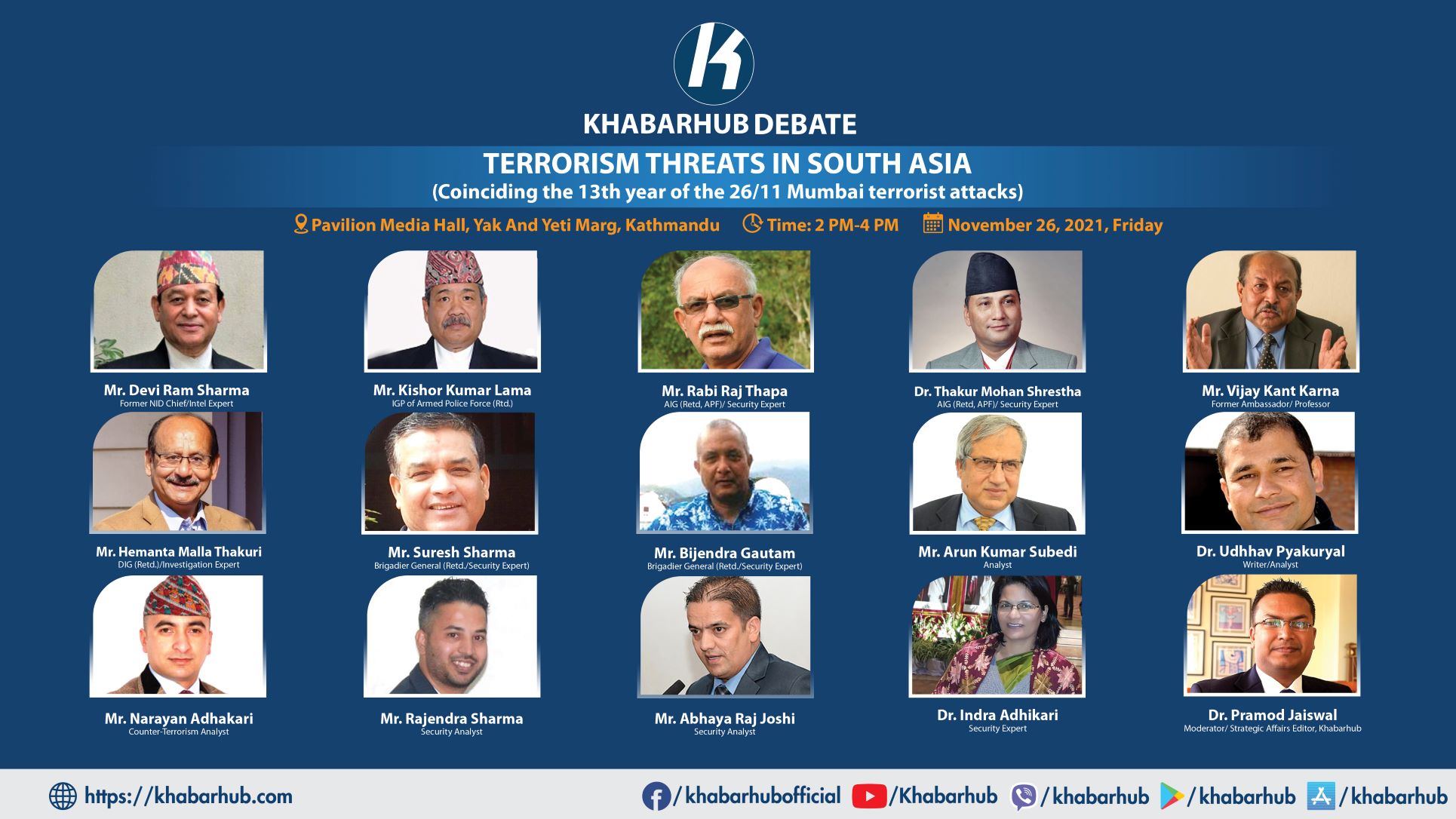 Khabarhub organizing debate on “Terrorism Threats in South Asia”