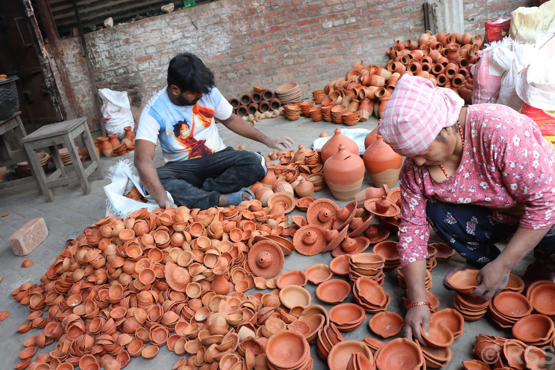 Prajapati community in Bhaktapur finding it hard to meet the high demand for clay pots