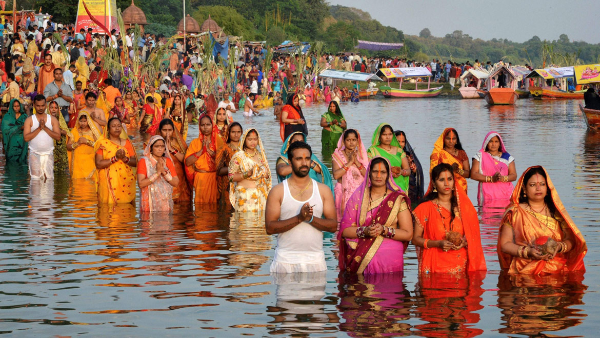 Chhath festival being observed by worshipping setting Sun today