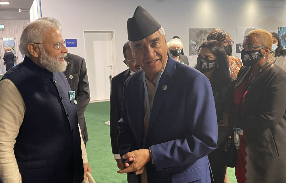 PM Deuba meets his Indian counterpart Modi at Glasgow
