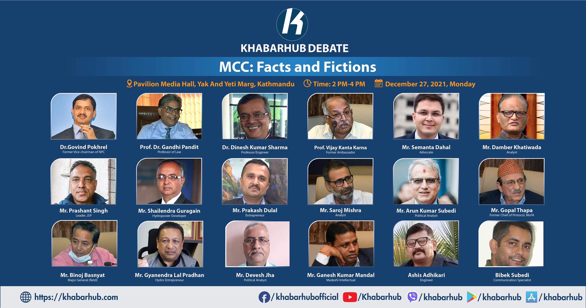 Khabarhub Debate on “MCC: Facts and Fictions” being organized today