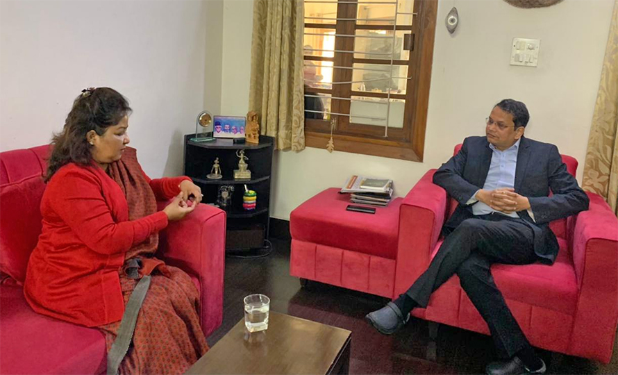 First lady Arju Rana Deuba meets BJP leader Dr. Chauthaiwale in New ...