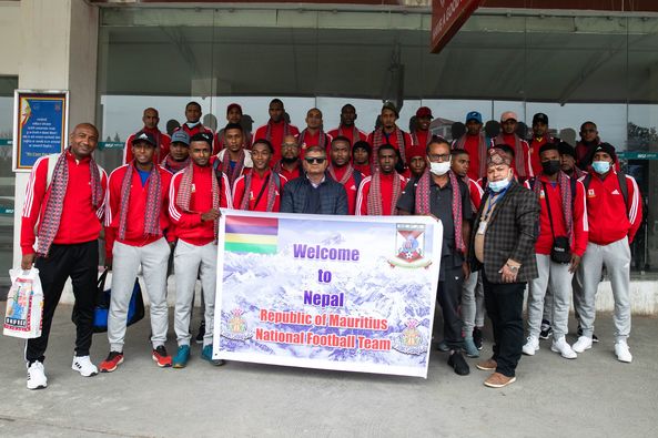 Mauritius national football team arrives in Nepal