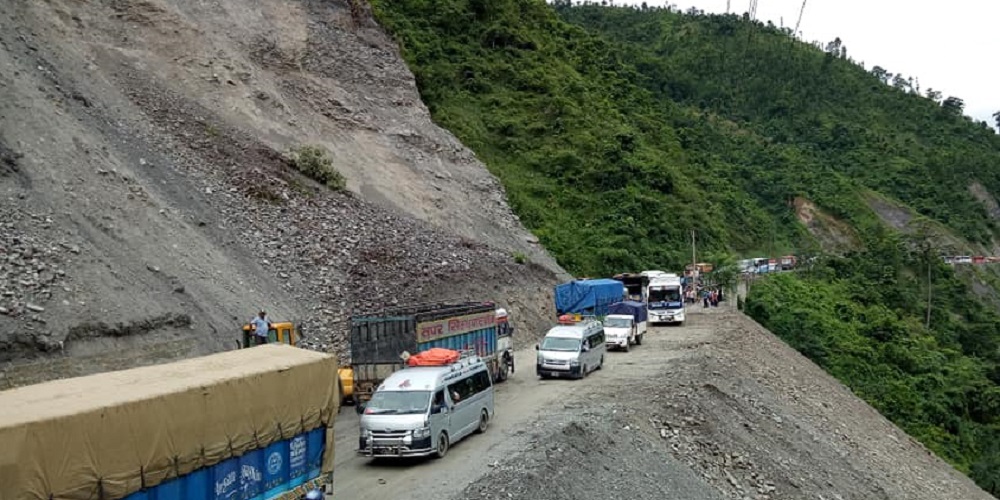 Muglin-Narayangadh road obstructed due to mudslides
