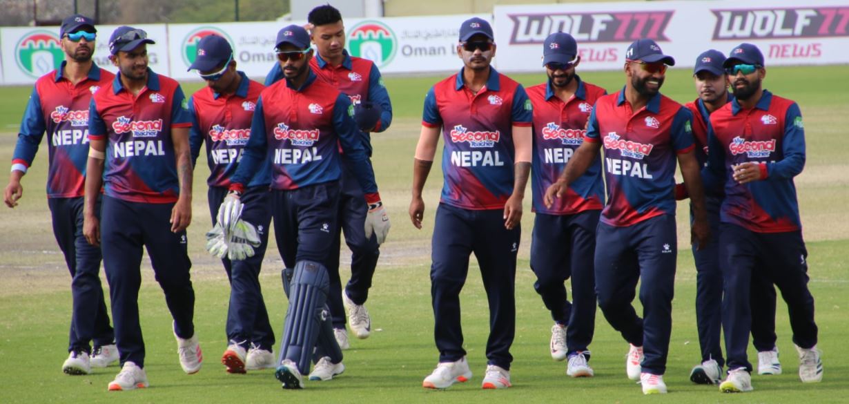 Nepal batting after losing the toss against Malaysia
