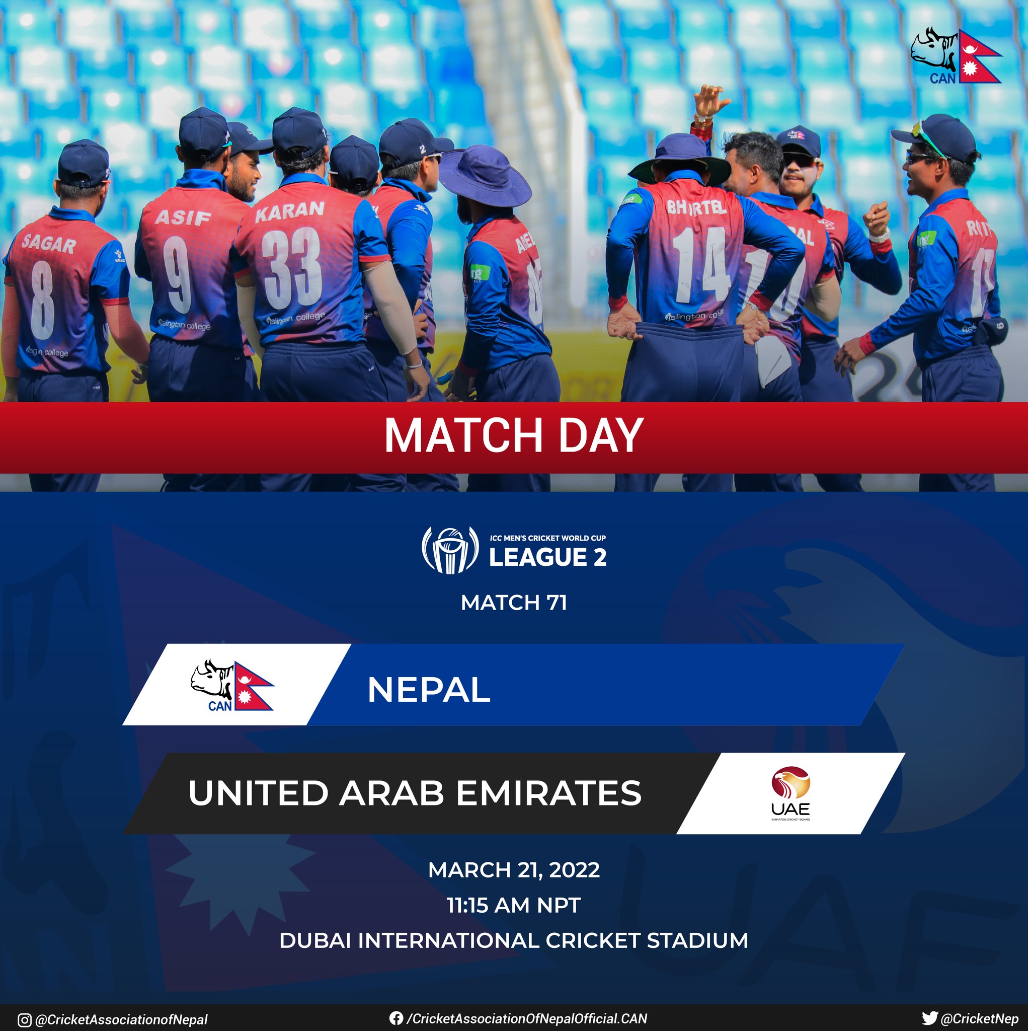 Nepal gets a target of 203 runs against UAE