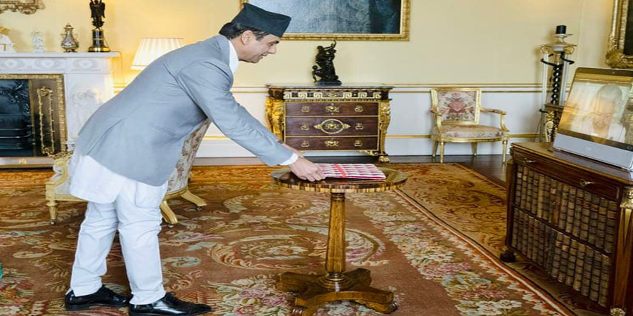 Nepali Ambassador to UK Acharya presents his credentials to Queen Elizabeth II