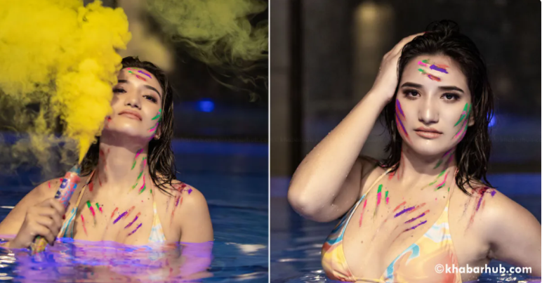 Hot Monica’s Holi shoot in a cool swimming pool