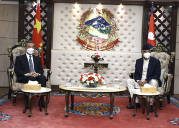 Visiting Chinese Foreign Minister Yi reaches Baluwatar to meet PM Deuba