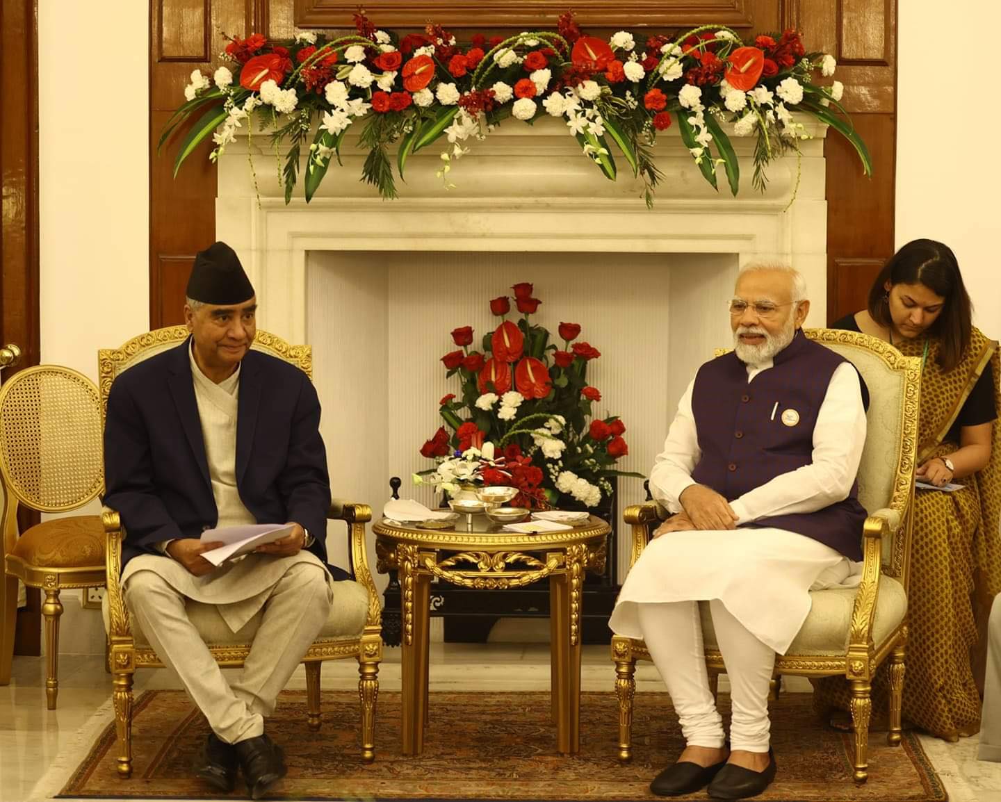 PM Deuba holding talks with his Indian counterpart Modi at Hyderabad House