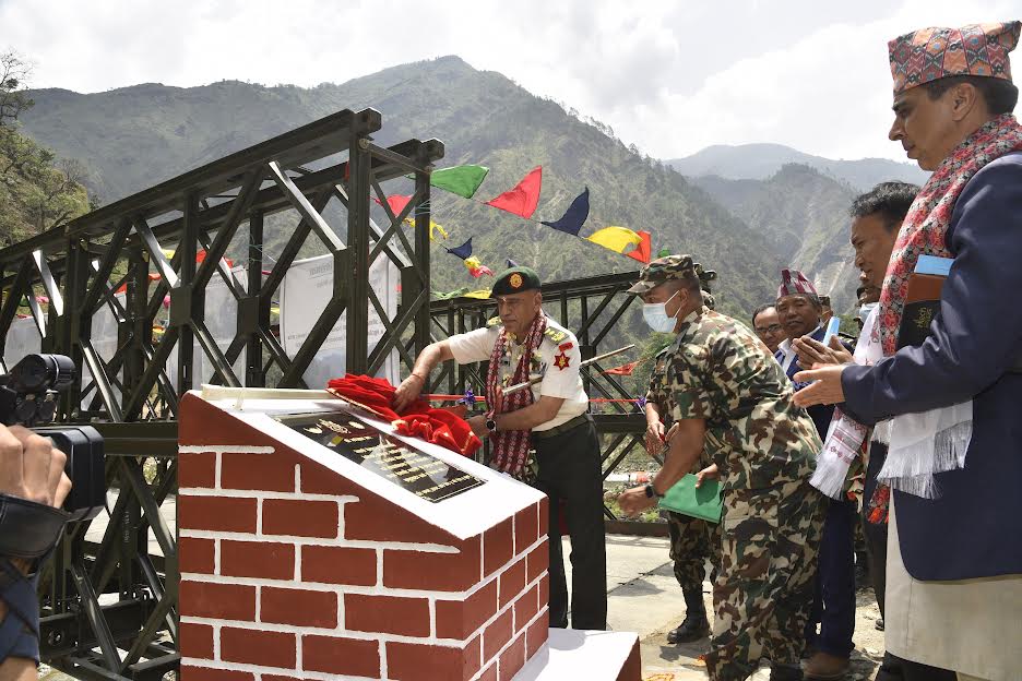 CoAS General Sharma inaugurates Bailey bridge in Gorkha