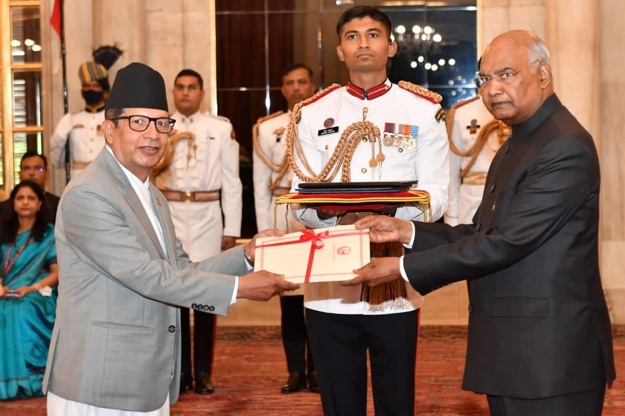Nepal’s Ambassador to India presents credentials to President of India