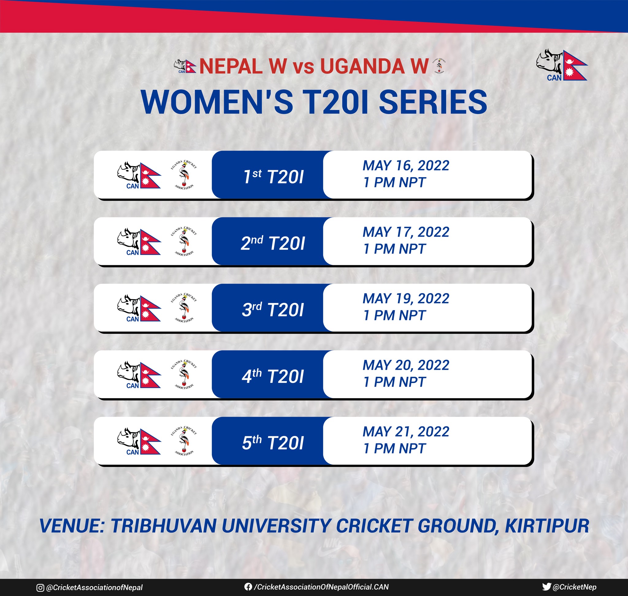 Nepal to play five T20 series against Uganda