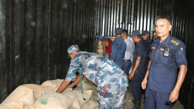 Container with 250 sacks of opium under police control