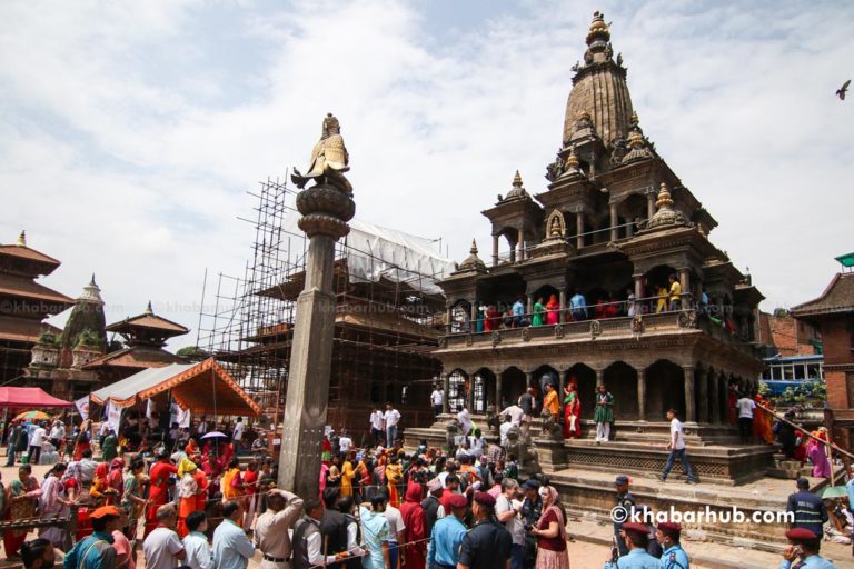 President Bhandari visits Krishna Temple in Patan