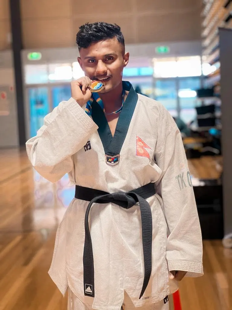 Nepal’s Sagar Guvaju wins gold in open taekwondo championship in Australia