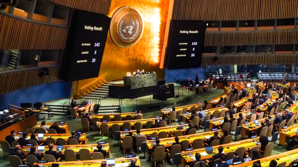 UN General Assembly rejects Russia’s ‘Referendums,’ ‘Annexation’ in Ukraine