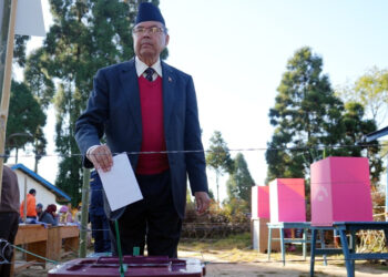 Khanal casts vote in Ilam