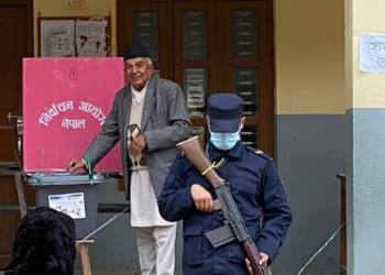 NC senior leader Poudel casts vote in Tanahun