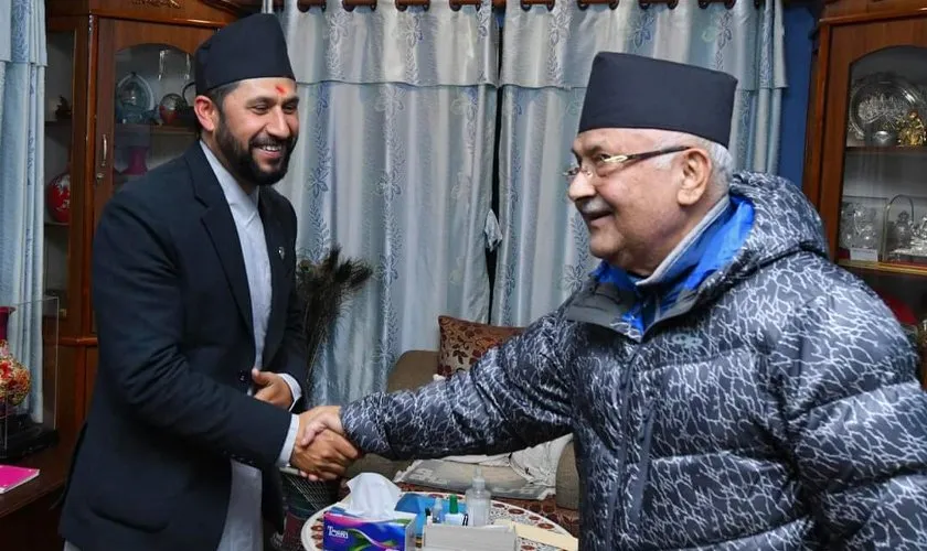 CPN-UML Chairman Oli and RSP Chair Lamichhane hold talks