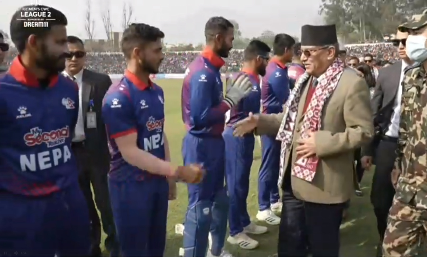 PM Dahal at TU Cricket Ground to encourage Nepali cricket team
