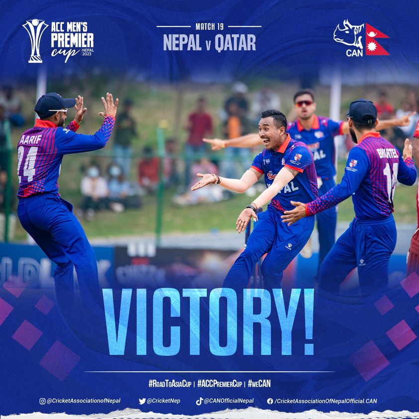 ACC Men’s Premier Cup Nepal beat Qatar by 68 runs « Khabarhub