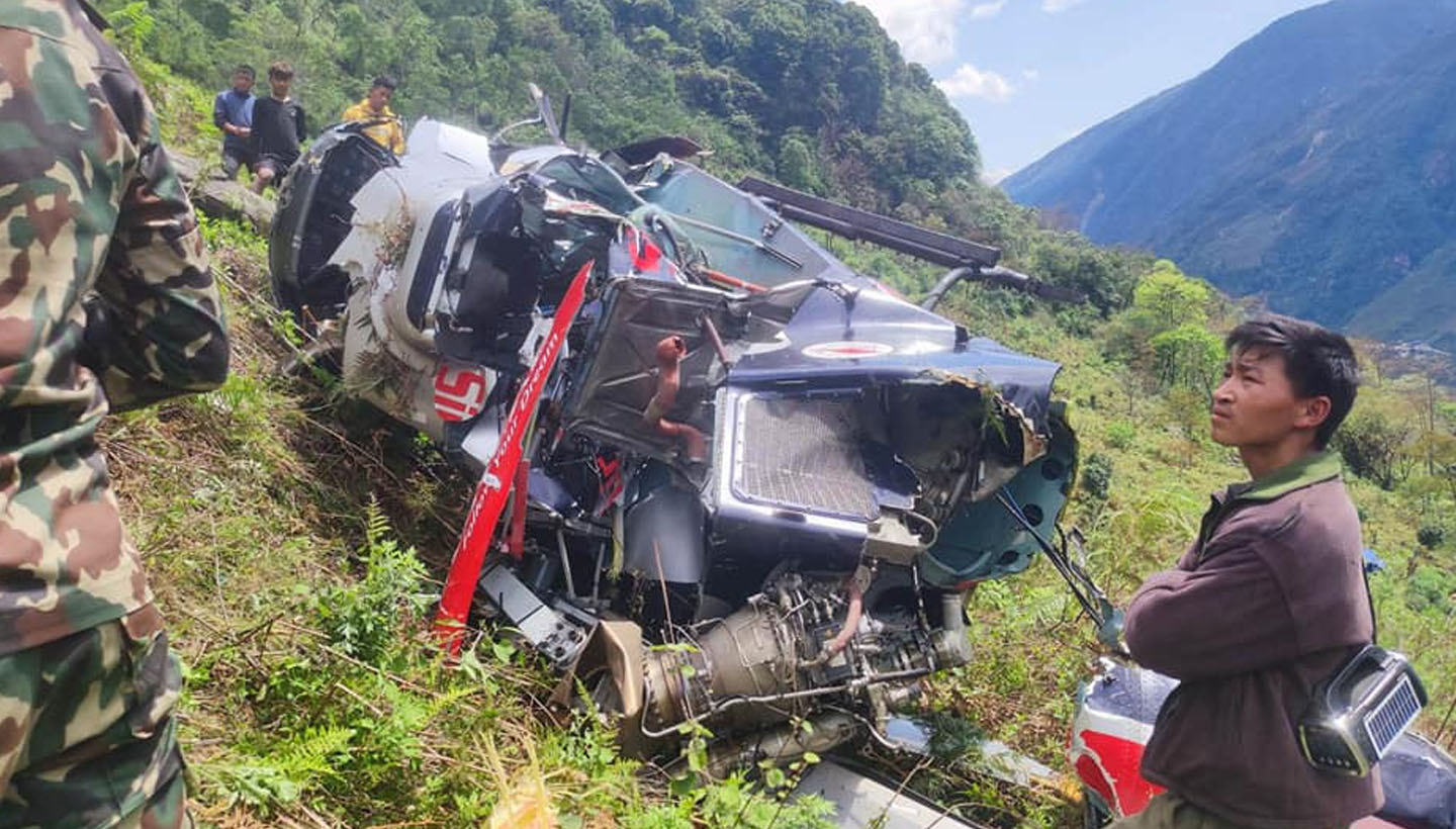 Simrik Air chopper crashes in Sankhuwasabha