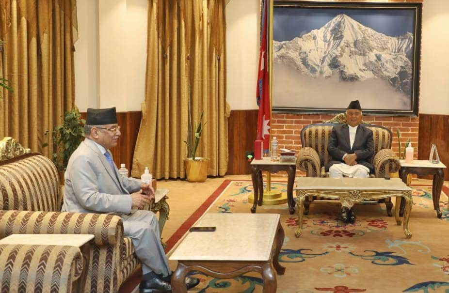 PM Dahal meets with President Paudel