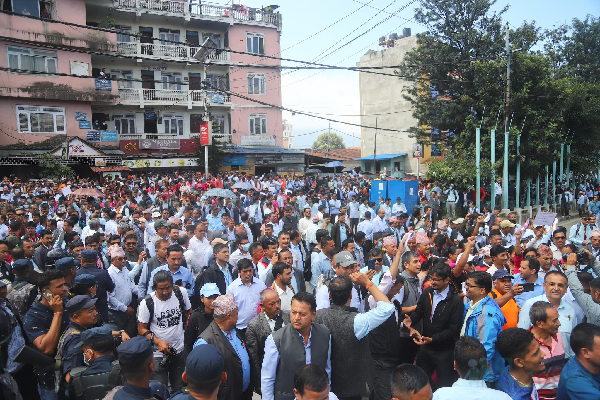 Relief teachers block streets in Baneshwor after Police intervention in protest