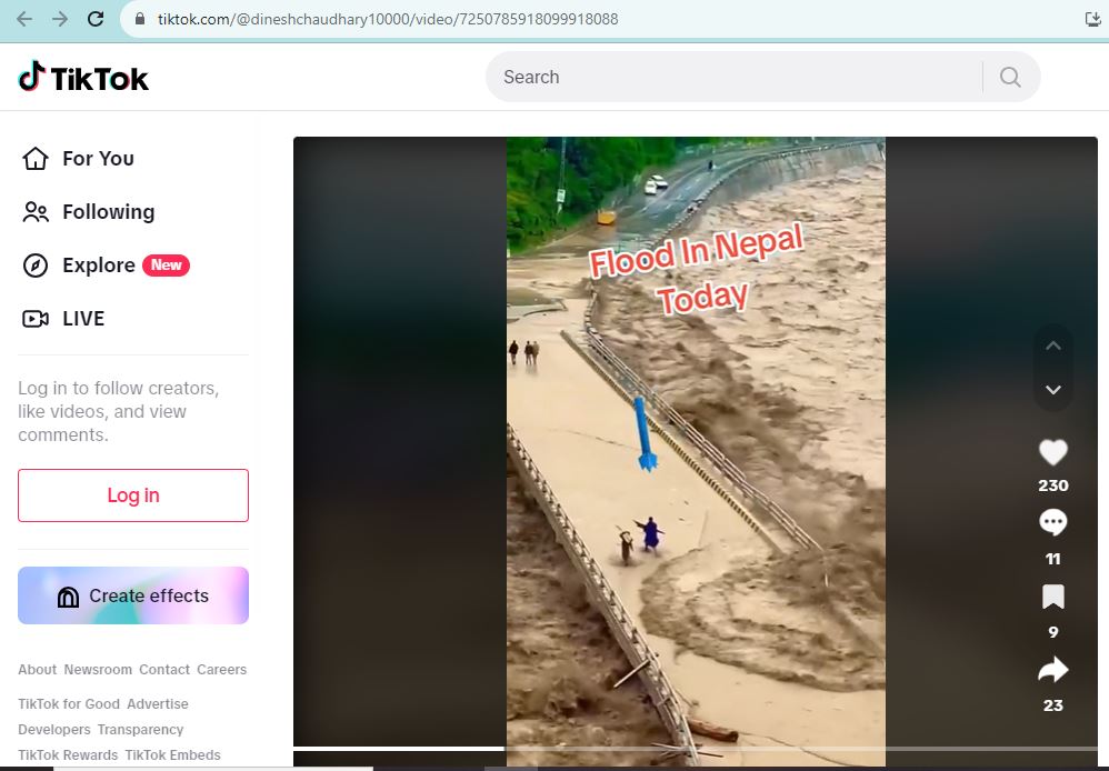 Posts falsely claim viral video shows flooded bridge in Nepal