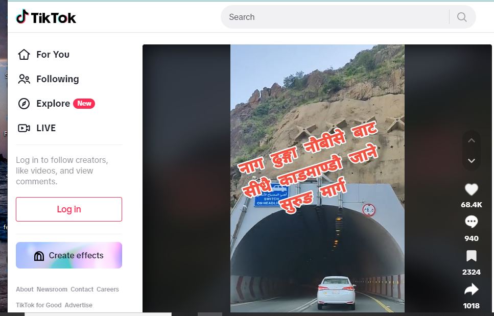 Video Claiming To Show Nepal’s Nagdhunga Tunnel Is From Saudi Arabia