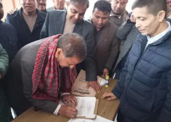 NC leader Krishna Sitaula files nomination in Koshi Province for National Assembly election
