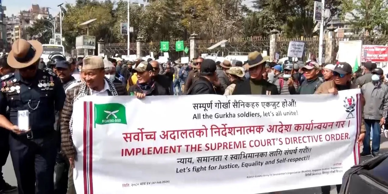 British Gurkha ex-servicemen protest in Kathmandu