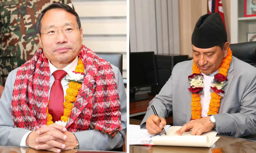 New Finance Minister Pun and Foreign Minister Shrestha assume office
