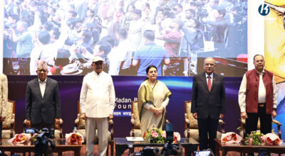 (L-R) Madhav Kumar Nepal, KP Sharma Oli, Bidya Devi Bhandari, Pushpa Kamal Dahal and Jhalanath Khanal.