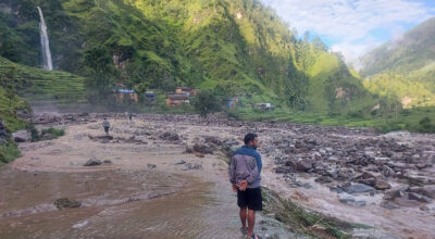 Flood displaces 13 families in Bajura, landslides block roads